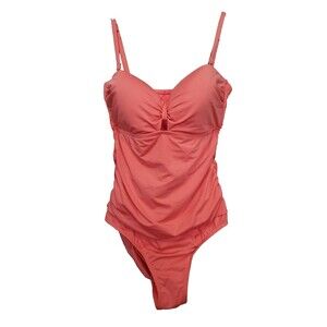 Jantzen Orange Ruched Cut-Out Removable Straps One-Piece Swimsuit Size 12